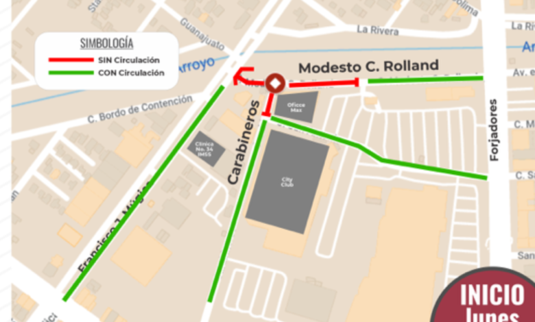 Inicia reparación del crucero de las calles Modesto C. Rolland y Carabineros