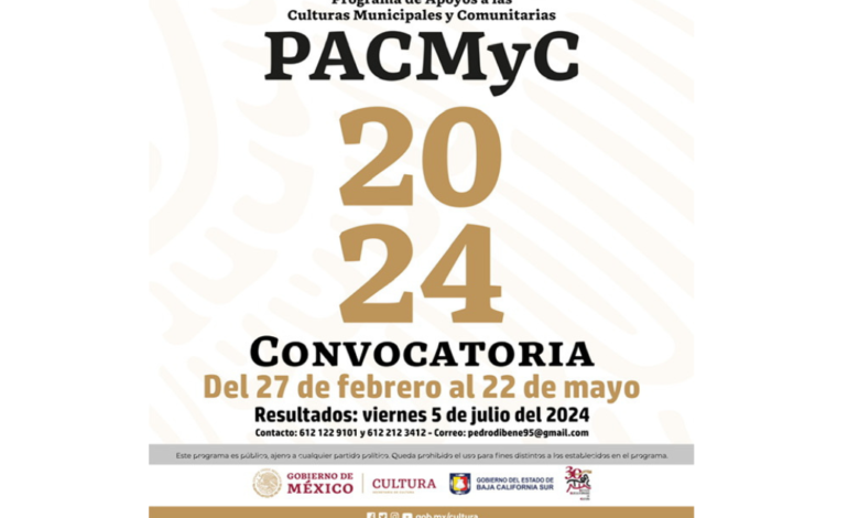 Abren convocatoria para participar en el PACMYC 2024 en Baja California Sur