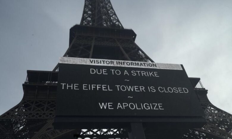 Huelga en la Torre Eiffel impacta el turismo en París