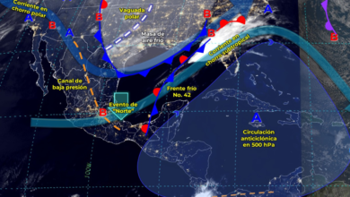 Frente Frío 42 provocará lluvias en la Península; Evento Norte en el Golfo México