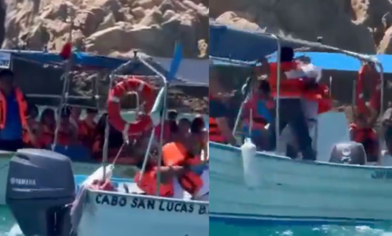 Hombres se pelean a bordo de una embarcación en Los Cabos