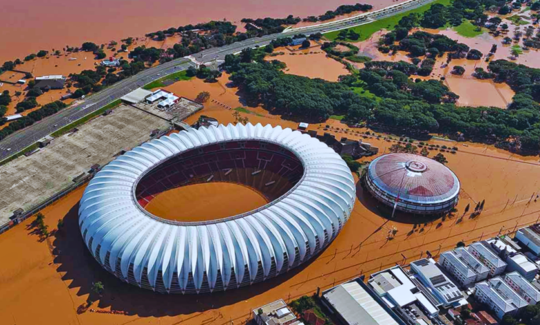 Inundaciones catastróficas en Brasil estadios y hogares afectados por temporales