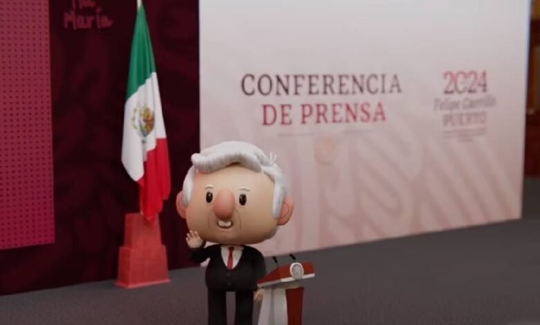 AMLO estrena entrada de caricatura para sus últimas mañaneras