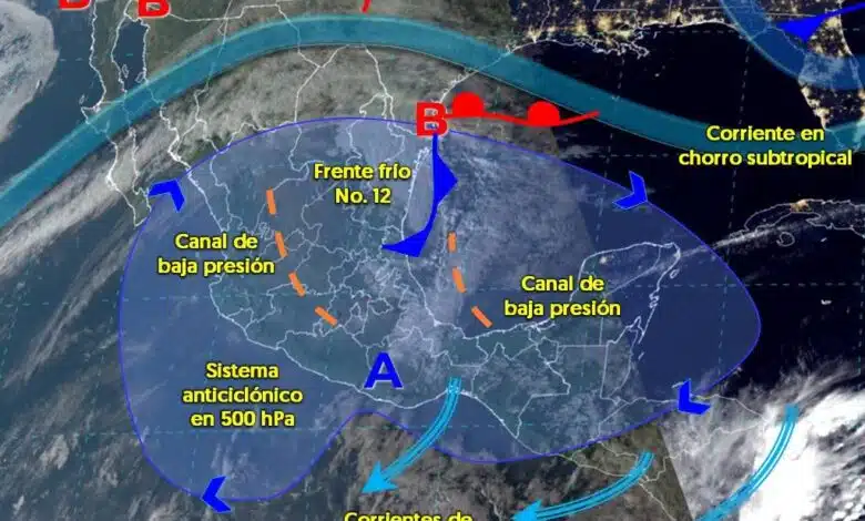 Frente Frío No. 12 y canal de baja presión traerán lluvias y niebla al noreste de México