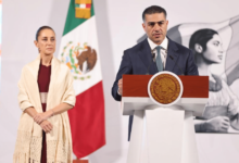 Presidenta Claudia Sheinbaum con secretario de seguridad en conferencia