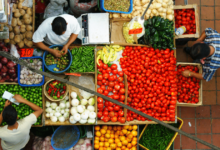 Imagen de mercado visto desde angulo alto