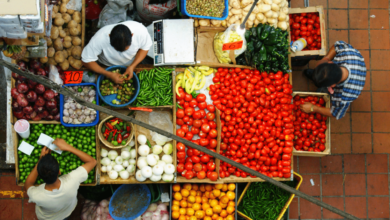 Imagen de mercado visto desde angulo alto