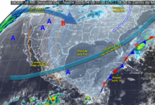 Imagen satelital de México con detalles de pronostico de clima