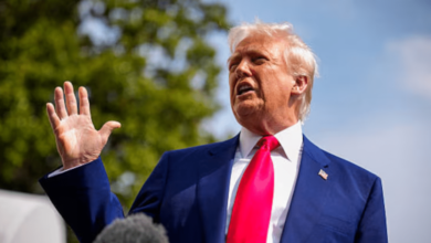 Presidente Donald Trump dando un discurso (Foto por Bloomberg)