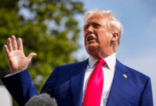 Presidente Donald Trump dando un discurso (Foto por Bloomberg)
